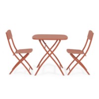 Immagine di Set Bistrot da Esterno Bizzotto Yvonne Tavolo e 2 Sedie Pieghevoli, Acciaio Terracotta