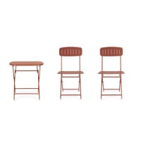 Immagine di Set Bistrot da Esterno Bizzotto Yvonne Tavolo e 2 Sedie Pieghevoli, Acciaio Terracotta