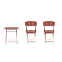 Immagine di Set Bistrot da Esterno Bizzotto Yvonne Tavolo e 2 Sedie Pieghevoli, Acciaio Terracotta