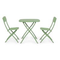 Immagine di Set Bistrot da Esterno Bizzotto Yvonne Tavolo e 2 Sedie Pieghevoli, Acciaio Verde Salvia
