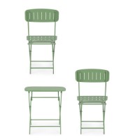 Immagine di Set Bistrot da Esterno Bizzotto Yvonne Tavolo e 2 Sedie Pieghevoli, Acciaio Verde Salvia