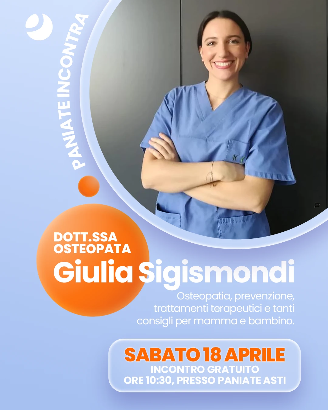 paniate incontra l'osteopata: paniate asti sabato 18 aprile 2026