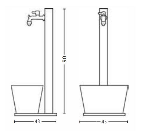 Belfer Fontana in metallo con Vasca rettangolare 45x43