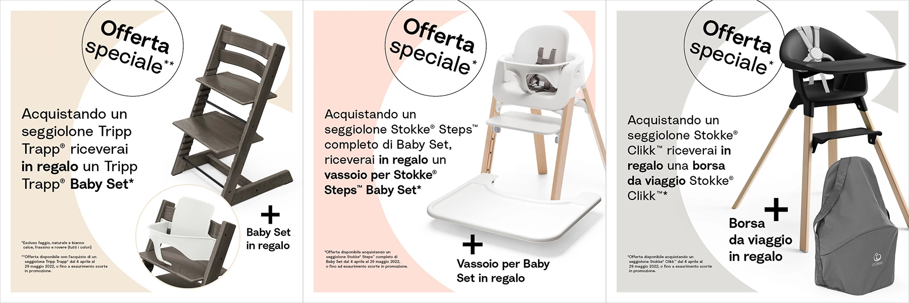 Offerta Stokke 2022 Ricevi in regalo un Baby Set o una Borsa da Viaggio